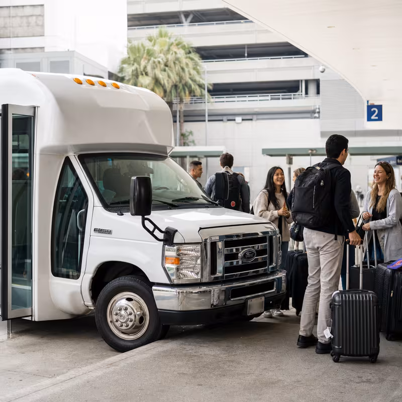 Black Mercedes Sprinter van staged for an Anaheim Airport Transportation group