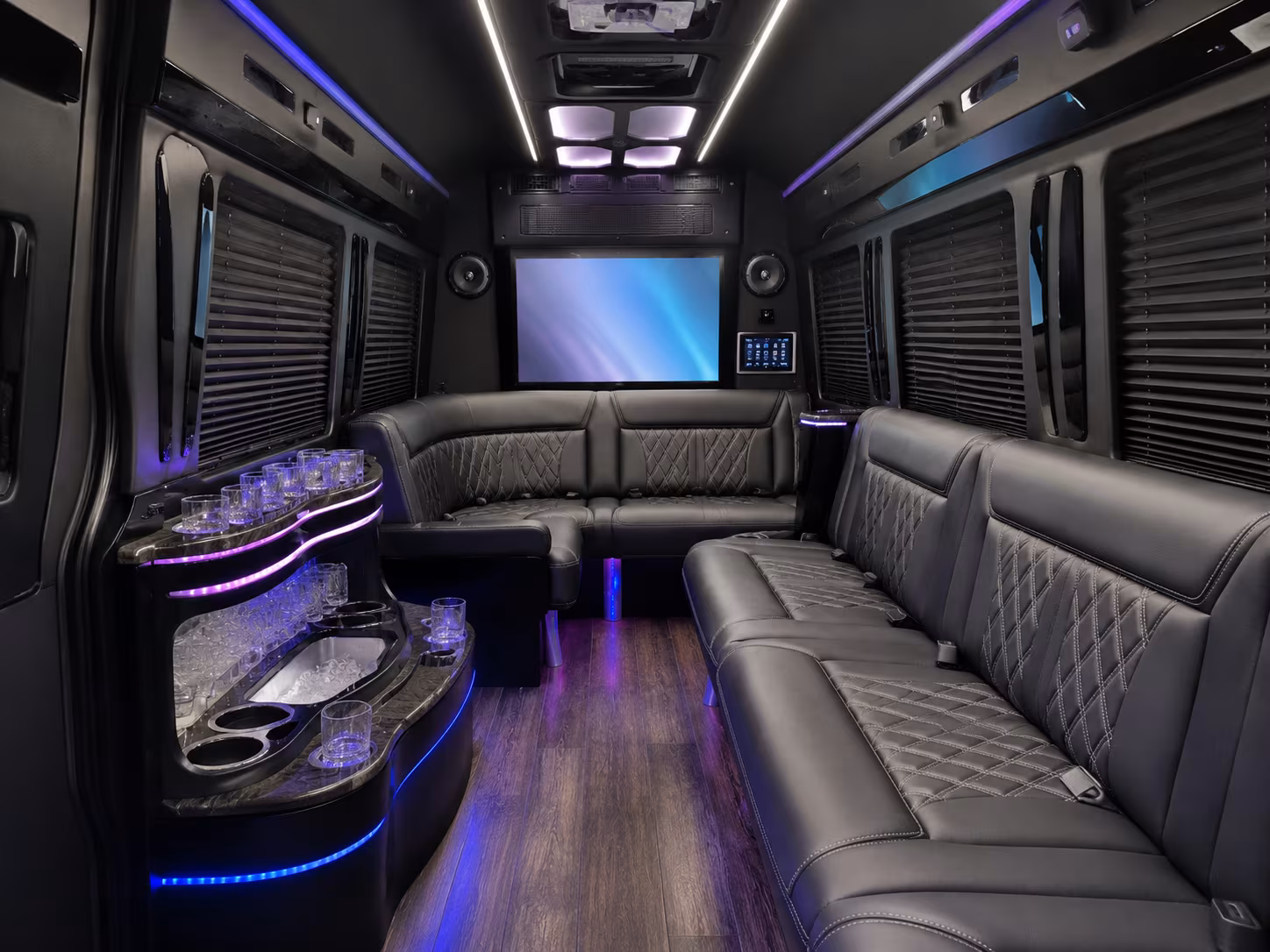 Anaheim Airport Shuttle & Transportation party bus interior