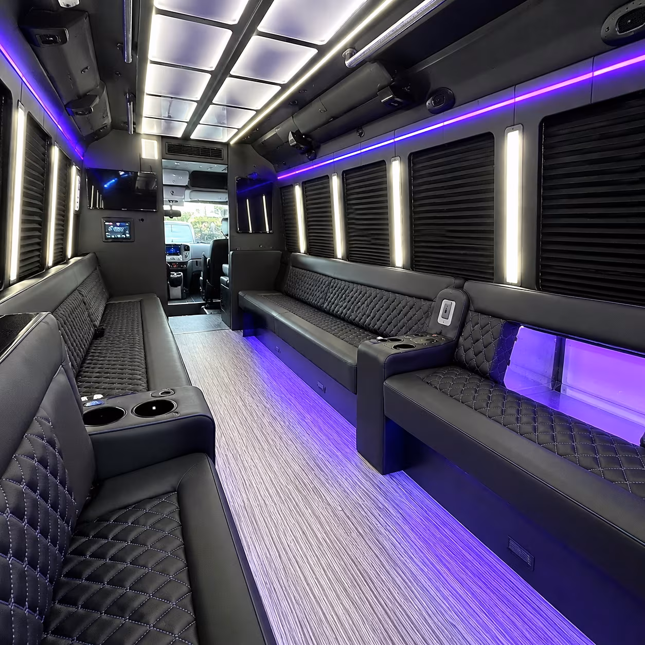 Anaheim Prom & Homecoming Transportation party bus interior