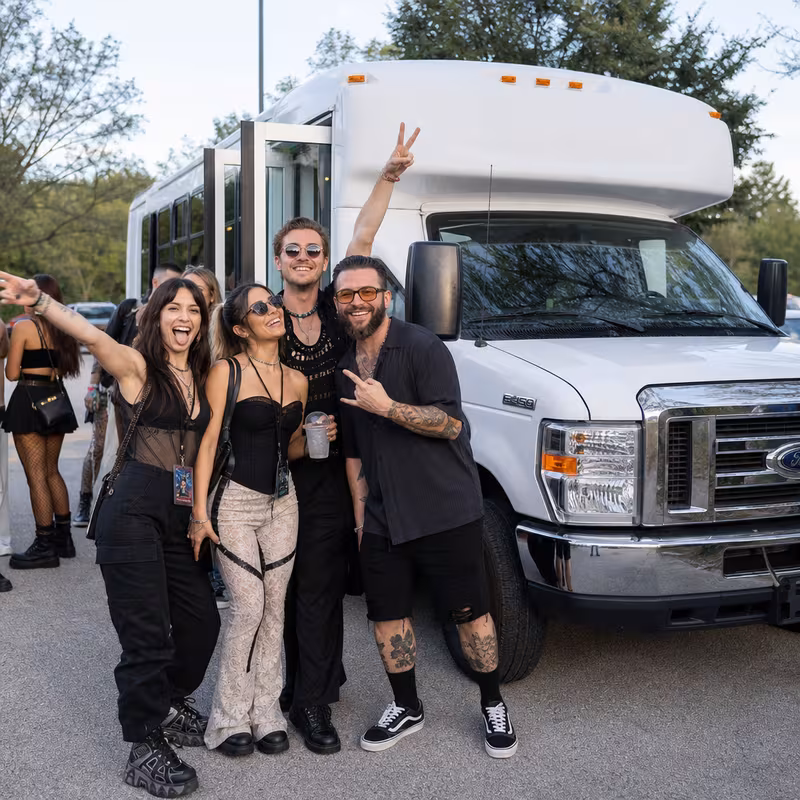 Black Mercedes Sprinter van staged for an Anaheim Concert Transportation group