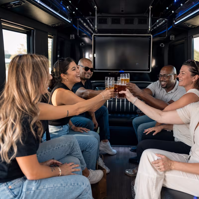 Black Mercedes Sprinter van staged for an Anaheim Winery & Brewery Tour Transportation group