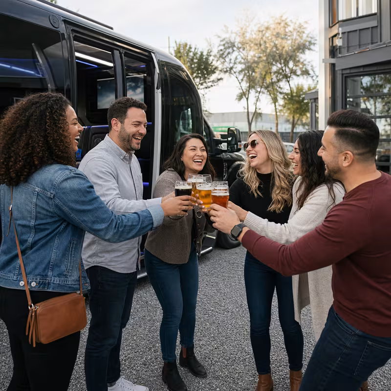 Passengers loading luggage while boarding an Anaheim group shuttle